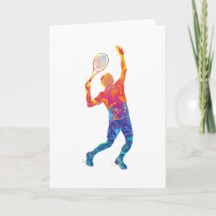 Watercolor Tennis Man Card