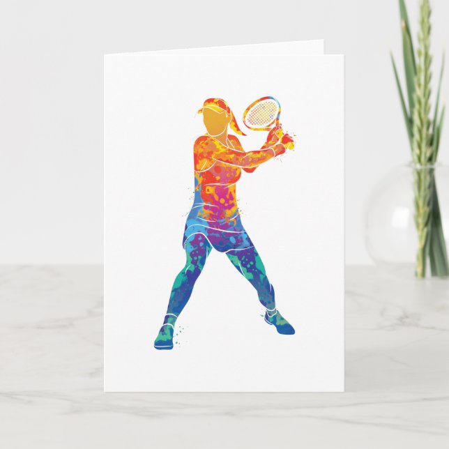 Watercolor Tennis Woman Card (Front)