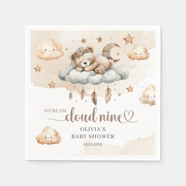 Watercolor terracotta boho feathers cloud nine napkin (Front)