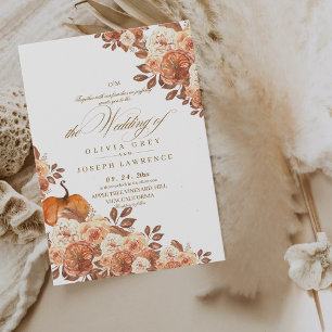 Watercolor Terracotta Floral Boho Rustic Wedding Invitation