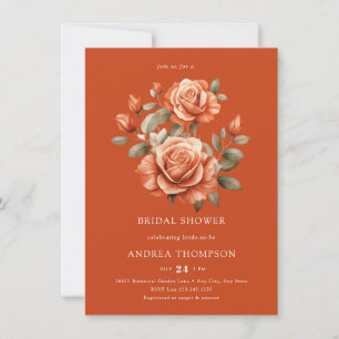 Watercolor Terracotta Floral Bridal Shower Invitation