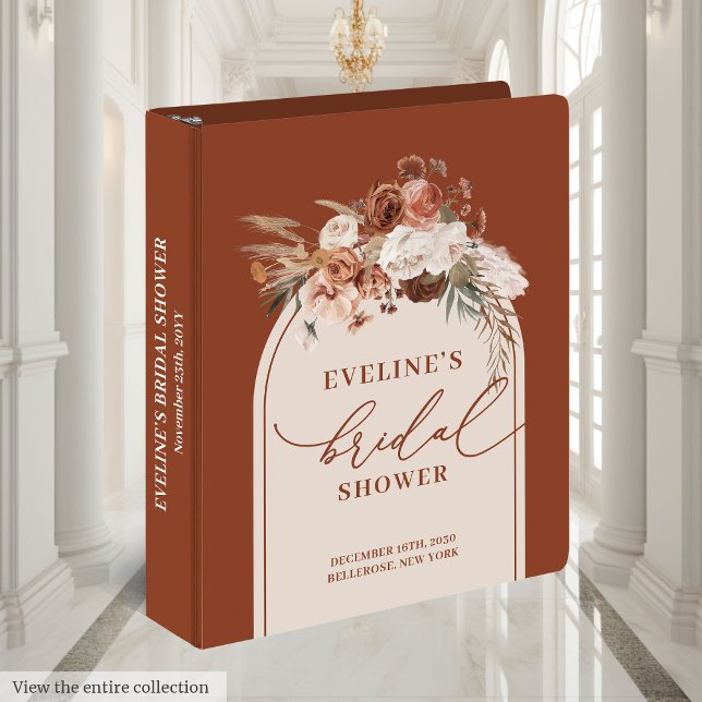 Watercolor Terracotta Pampas Sage Bridal Shower Binder (Watercolor Terracotta Pampas Sage Bridal Shower 3 ring binder)