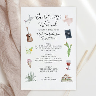 Watercolor Texas Bachelorette Weekend Itinerary