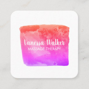 Watercolor Texture Colorful Square Pink Business Card