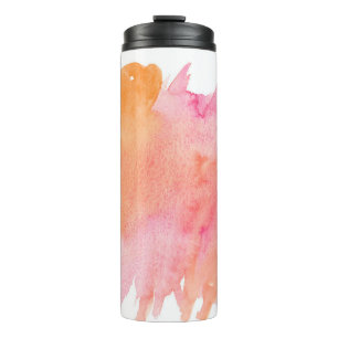 Watercolor texture pink orange thermal tumbler