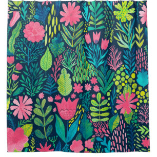 Watercolor texture with flowers and plants. Floral