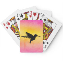 Watercolor Textured Hummingbird Playing Cards