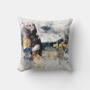 Watercolor Textured Monogrammed Pillow
