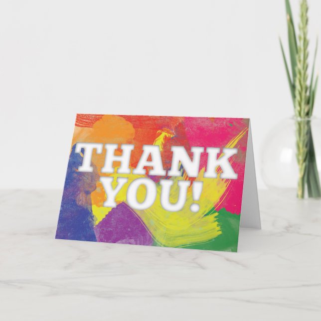 Watercolor Thank You Card (Rainbow-Coloured) (Front)