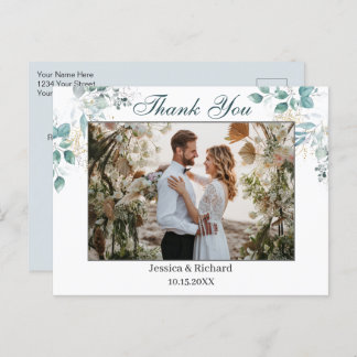 Watercolor Thank You PHOTO Postcard