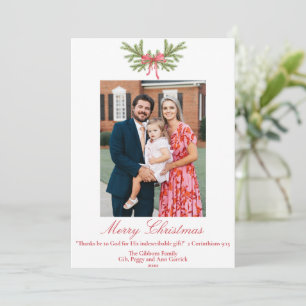 Watercolor Thanks be to God traditional Photo Holiday Card