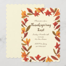 Watercolor Thanksgiving Custom Invitation Cards