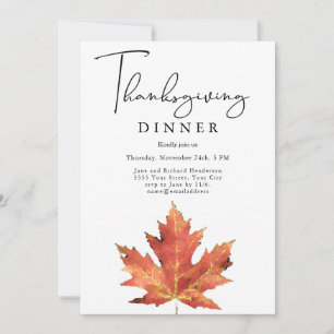 Watercolor Thanksgiving Dinner  Invitation