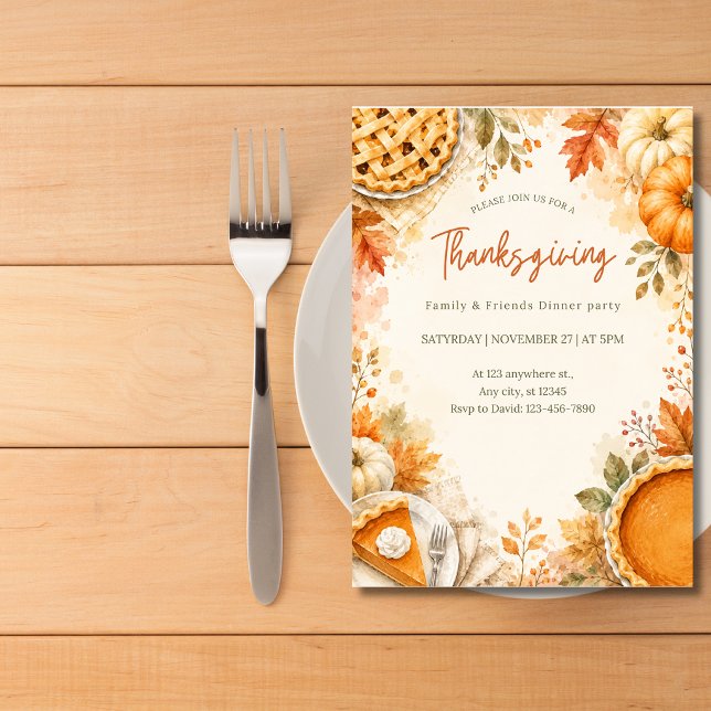 Watercolor Thanksgiving Dinner Invitation (Creator Uploaded)