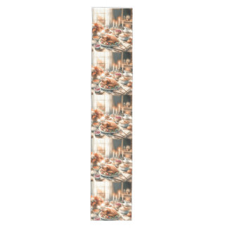 Watercolor Thanksgiving Illustration Medium Table Runner
