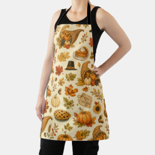 Watercolor Thanksgiving Pattern Apron