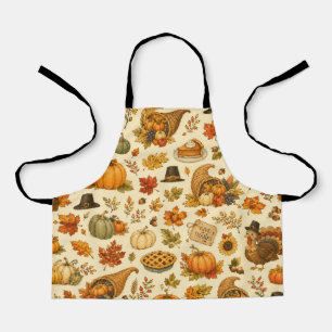 Watercolor Thanksgiving Pattern  Apron