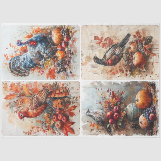 Watercolor Thanksgiving Tissue Paper (Front)
