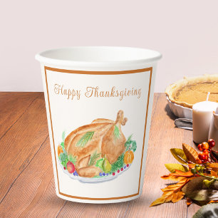 Watercolor Thanksgiving Turkey Paper Napkin Cups
