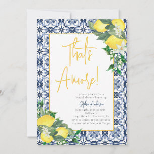 Watercolor That's Amore Lemon Bridal Shower Invitation