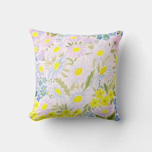 Watercolor . The flowers of the field . Chamomile Throw Pillow
