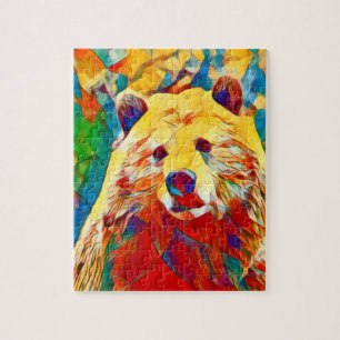 Watercolor Theme Artsy Colorful Bear Puzzle