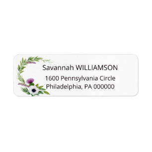 Watercolor Thistle Floral Arch Address Label