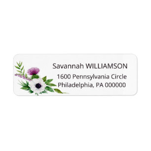 Watercolor Thistle Floral Corner Address Label
