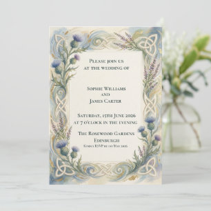 Watercolor Thistle Wedding Invitation