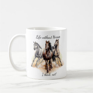 Watercolor Three Horses Farm Animal Fun Quote  Coffee Mug