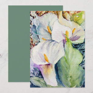 Watercolor three white callas postcard