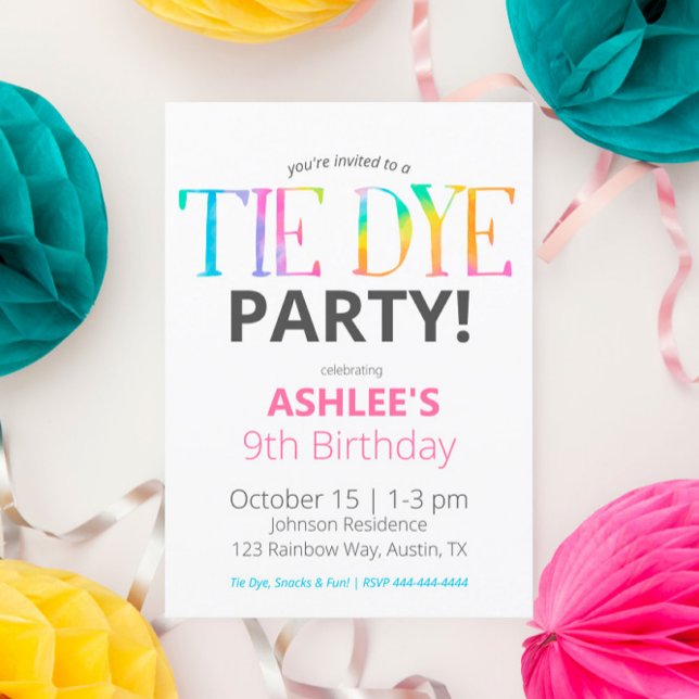 Watercolor Tie Dye Birthday Invitation (Creator Uploaded)