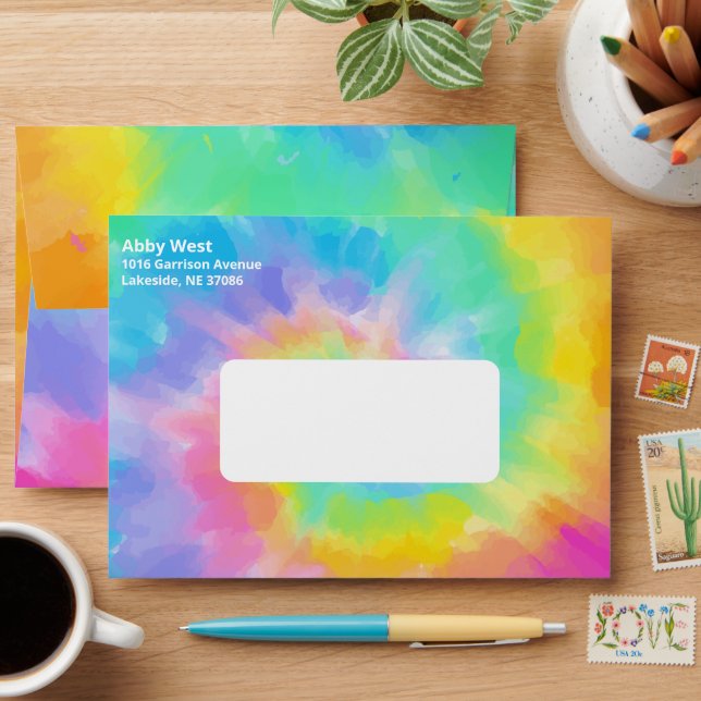 Watercolor Tie Dye Personalized Envelope (Desk)