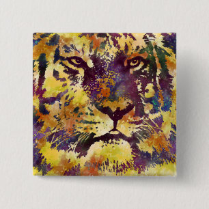 Watercolor Tiger 2 Inch Square Button