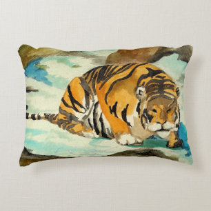 Watercolor Tiger Accent Pillow