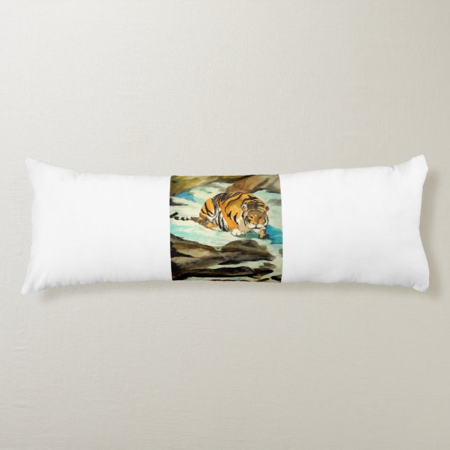 Watercolor Tiger Body Pillow (Front)