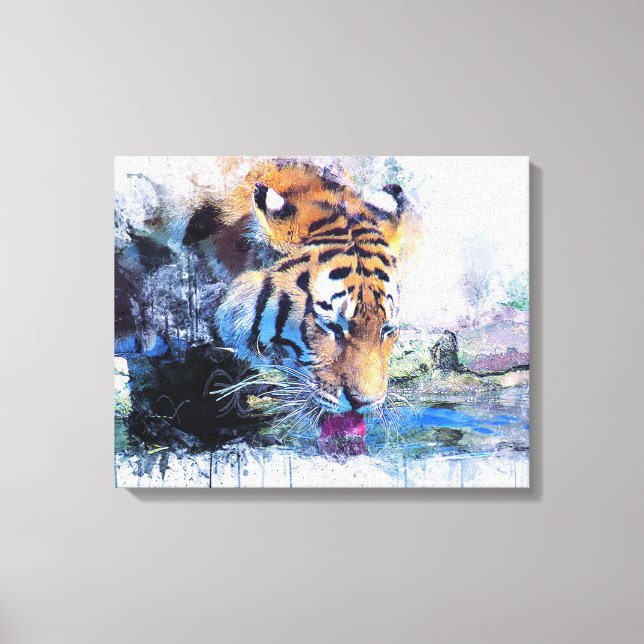 Watercolor Tiger Canvas Print (Front)
