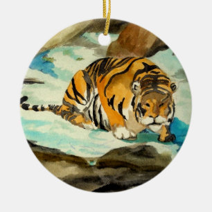 Watercolor Tiger Ceramic Ornament