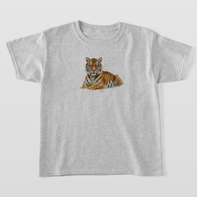 Watercolor Tiger Illustration – Majestic Wildlife  T-Shirt (Laydown)