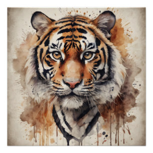 Watercolor Tiger no 10 Poster