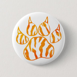 Watercolor Tiger Paw Print Custom 2 Inch Round Button