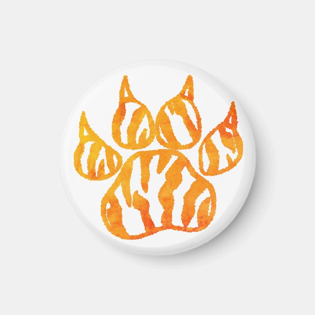 Watercolor Tiger Paw Print Custom Magnet (Front)