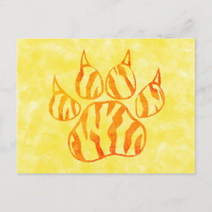 Watercolor Tiger Paw Print Custom Postcard