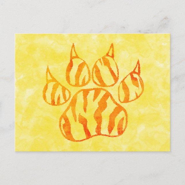 Watercolor Tiger Paw Print Custom Postcard (Front)