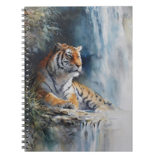 Watercolor Tiger Peaceful Waterfall Ledge Art Notebook