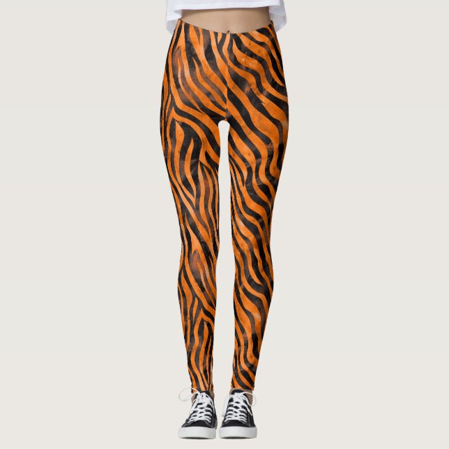 Watercolor Tiger Print Leggings (Front)