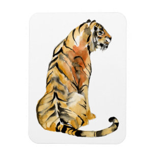 Watercolor Tiger Sitting Magnet