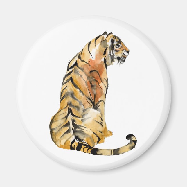 Watercolor Tiger Sitting Magnet (Front)