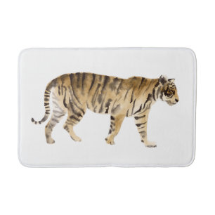 Watercolor Tiger Walking Bath Mat