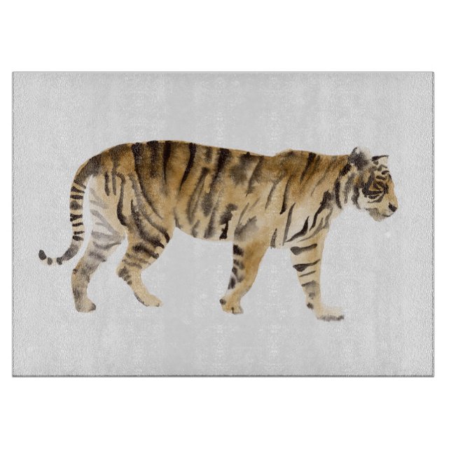 Watercolor Tiger Walking Cutting Board (Front)